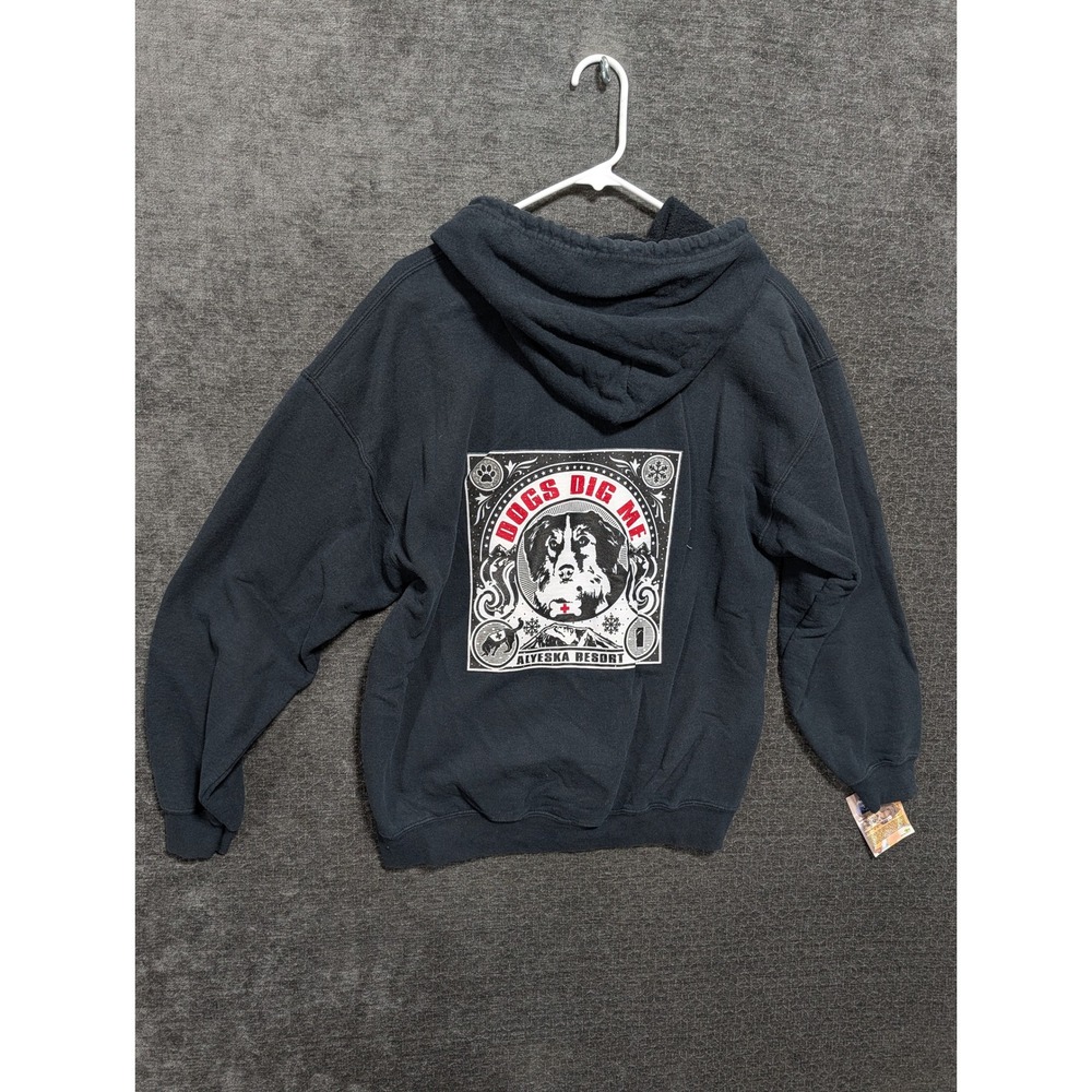 Gildan Alyeska Resort Avalanche Dogs Dig Me Zip Up Hoodie Black Large 1680